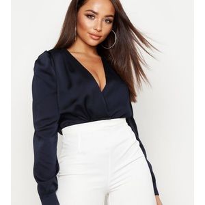 Boohoo Satin Wrap Body Suit